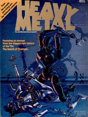 Heavy Metal, April 1977 by Sean Kelly, Terry Brooks, Alain Voss, Pauline Pierson, Mouchel, Jean-Claude Mézières, Chantal Montellier, Norman Rubington, Akbar Del Piombo, Vaughn Bodé, Jack Adler, Richard Corben, Roy, Philippe Druillet, Jean-Pierre Dionnet, Jean-Claude Gal, Alexis, Mœbius, Sérgio Macedo, Marre