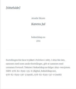 Karens jul by Amalie Skram