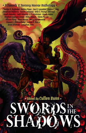 Swords in the Shadows by Mike Oliveri, L.C. Mortimer, Stephen Graham Jones, Justin C. Key, Mary SanGiovanni, Wile E. Young, Jonathan Janz, Glenn Parris, Heath Amodio, Allison Pang, Josh Roberts, Aaron Conaway, Hailey Piper, Brian Keene, Charles R. Rutledge, Steven L. Shrewsbury, JimmyZ Johnston, Scott Schmidt, James A. Moore, Joe R. Lansdale, Rena Mason, Jonathan Maberry